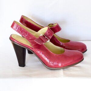 Crocs Unique Hot Pink Vintage Leather Slingback Heels - Italy